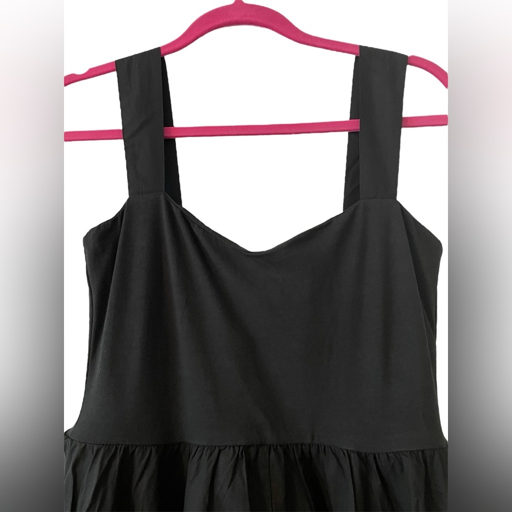 J Crew Sweetheart Mixy Tank Dress with Poplin Skirt A-Line Flowy Size S Black - Picture 5 of 10